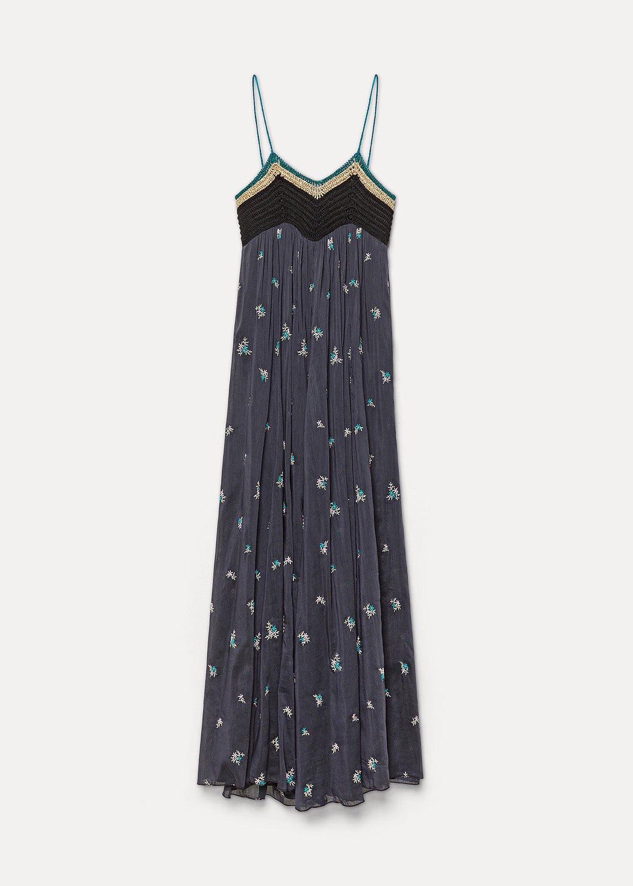 forte forte womens 14874 Voile Bustier Dress with “Petites Fleurs” Embroidery
