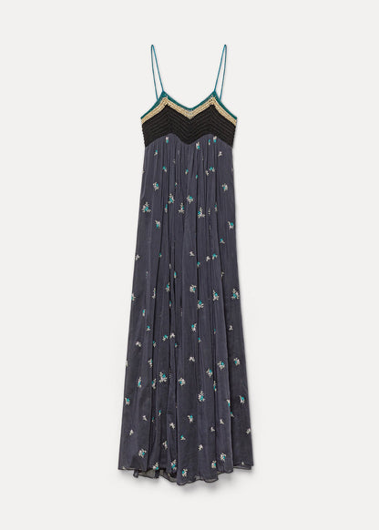 forte forte womens 14874 Voile Bustier Dress with “Petites Fleurs” Embroidery