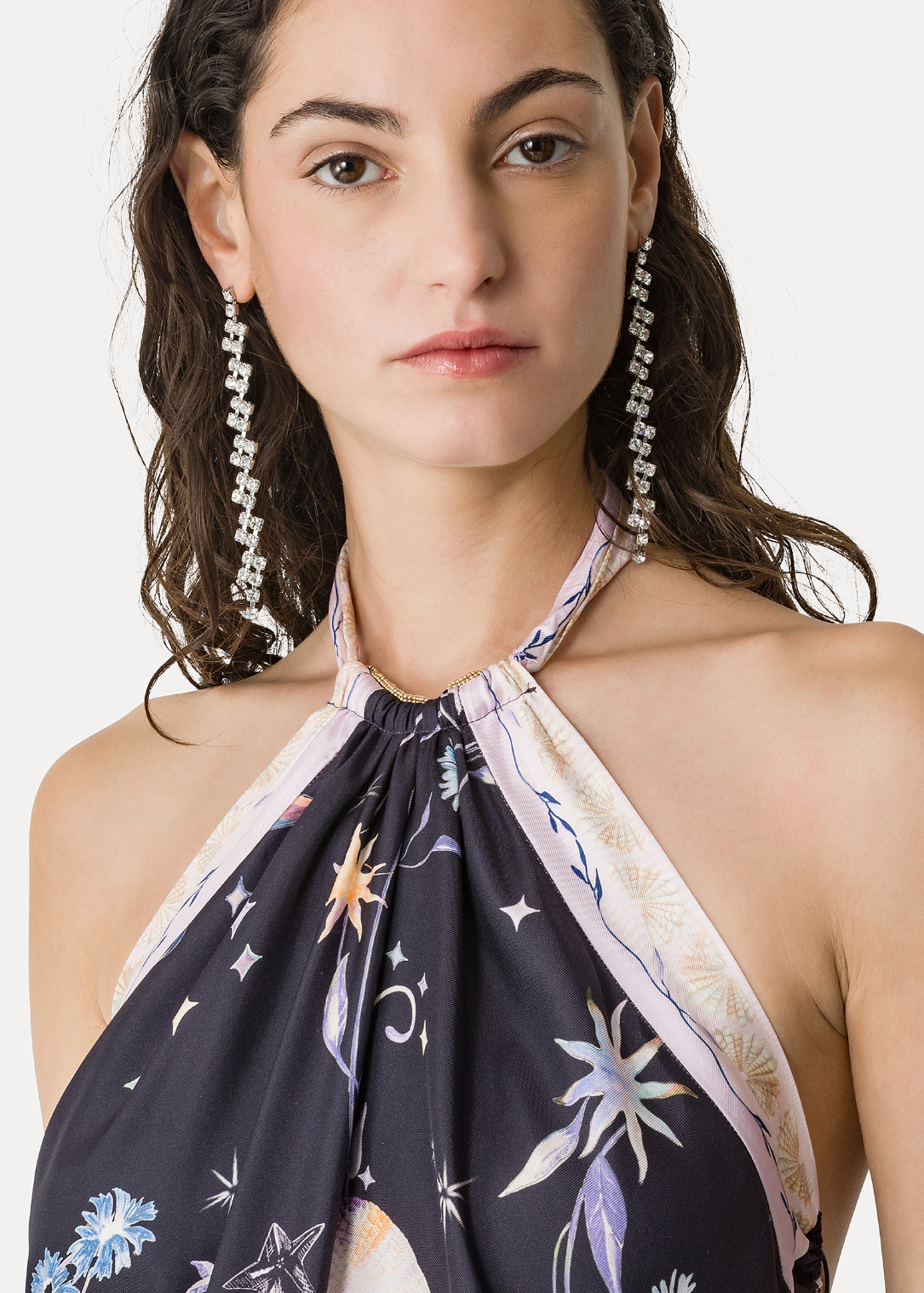 person wearing forte forte womens 14923 Deliverance Print Long Elegant Dress