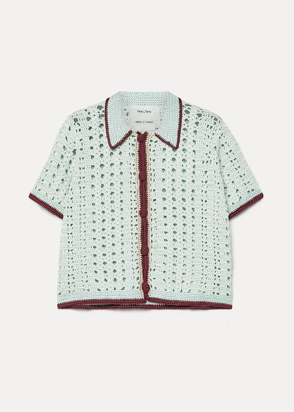 forte forte womens Cable' Luxe Handmade Crochet Polo Shirt 14933