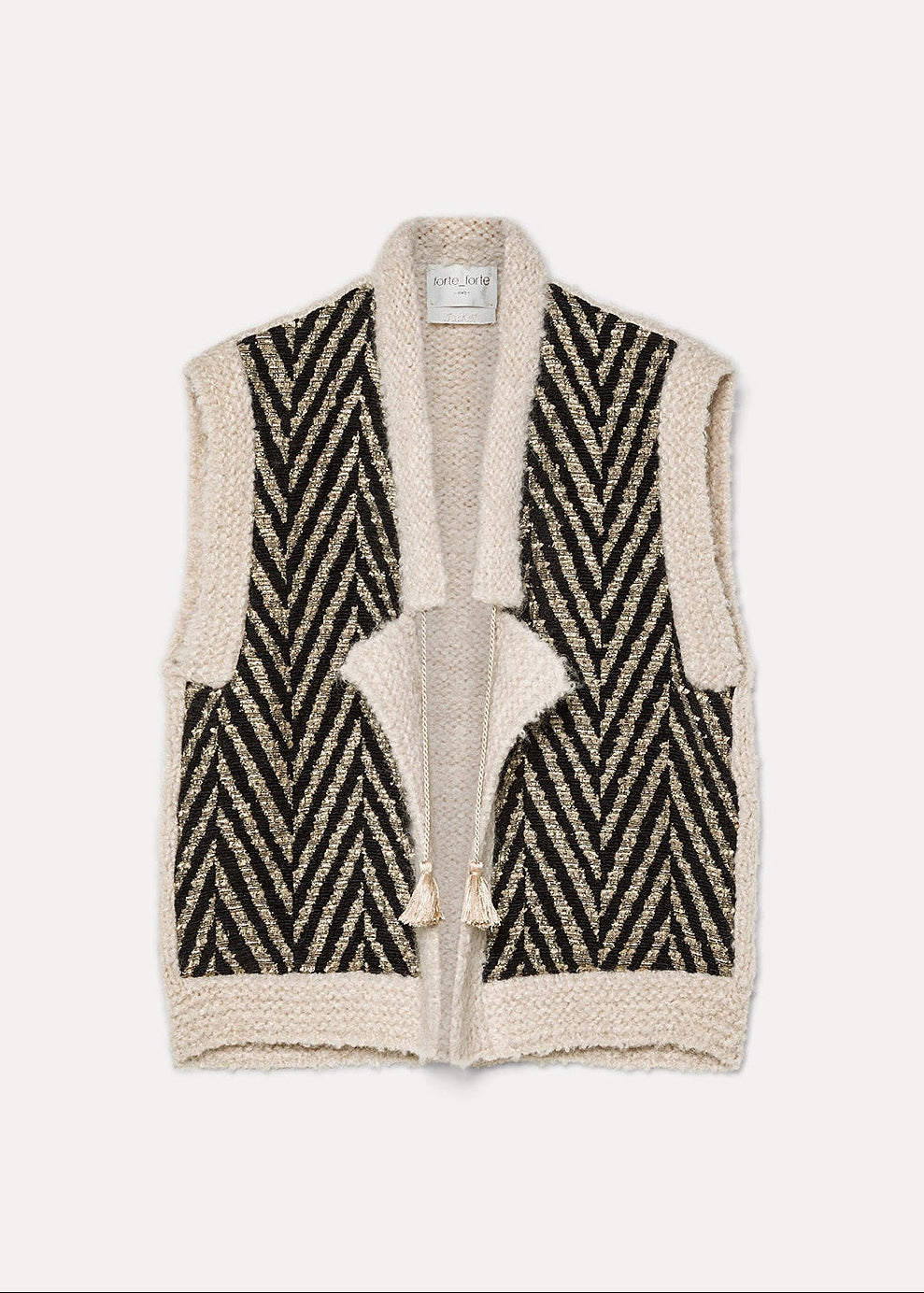 forte forte womens Chevron Jacquard Mix Knit Vest nero black