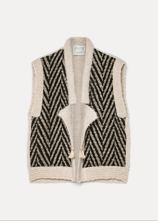 forte forte womens Chevron Jacquard Mix Knit Vest nero black