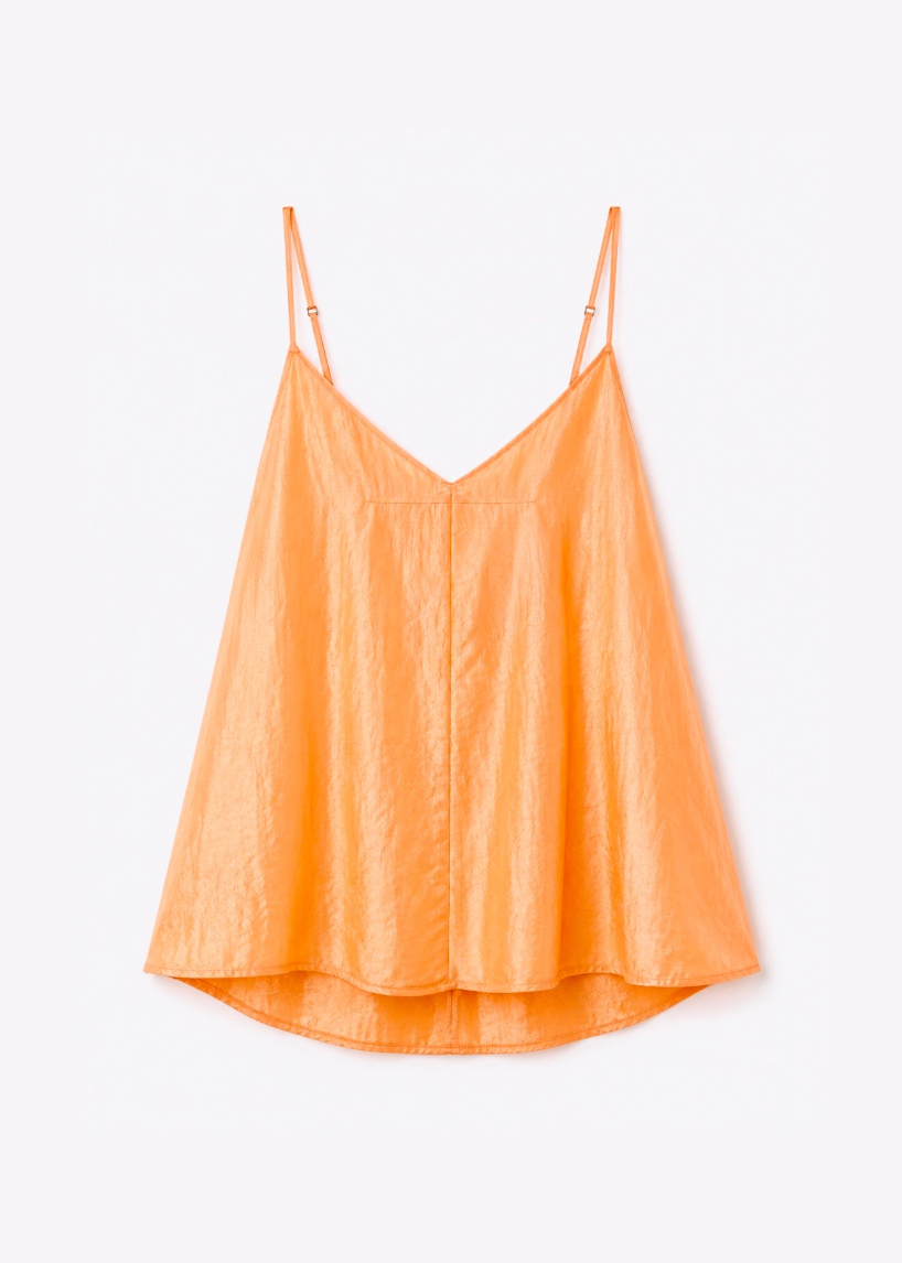 forte forte womens Crinkled Satin Top in Peach pesco