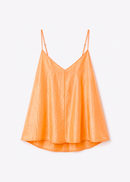 forte forte womens Crinkled Satin Top in Peach pesco