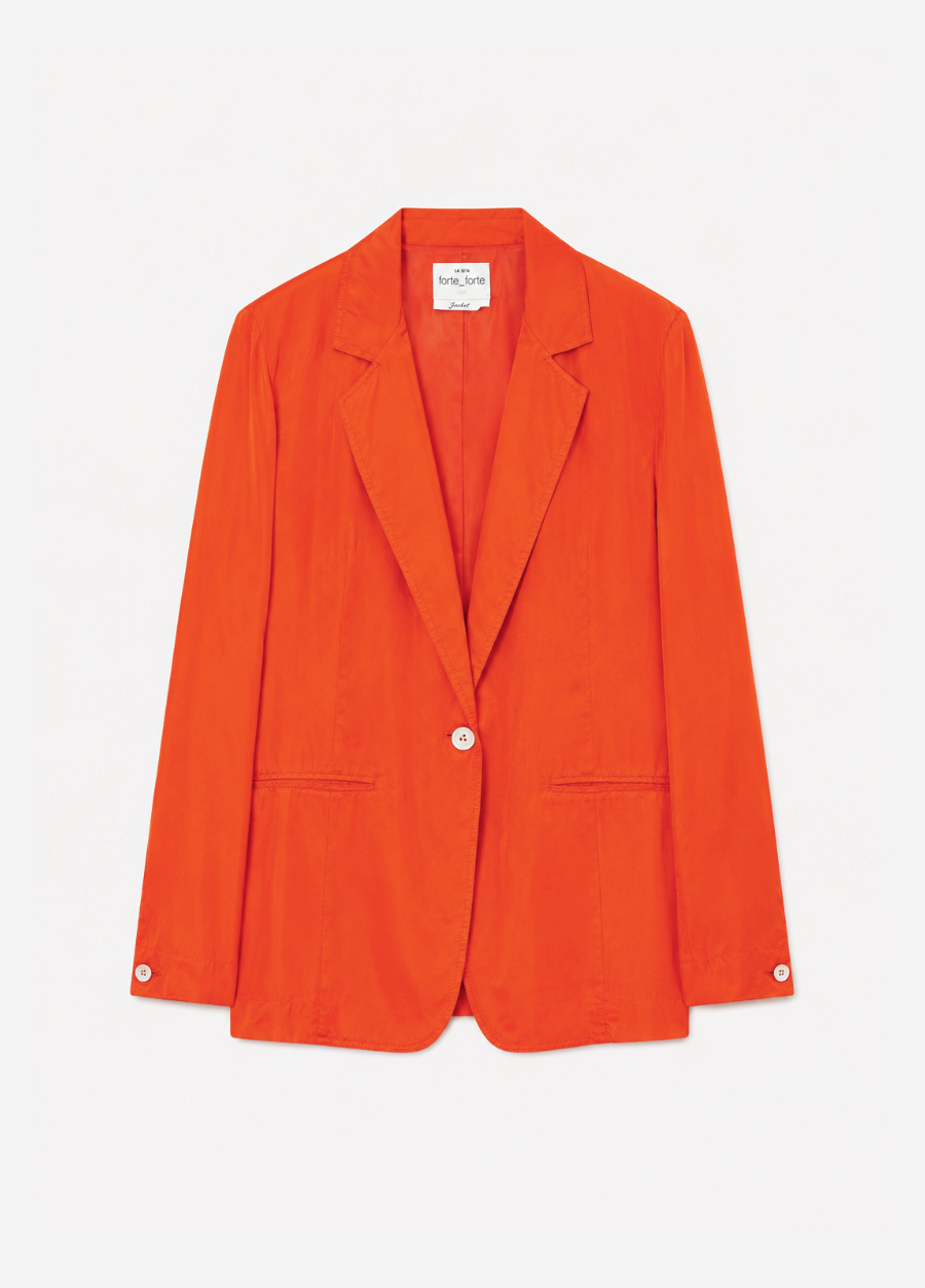 forte forte womens Habotai Silk blazer Jacket in Papavero orange