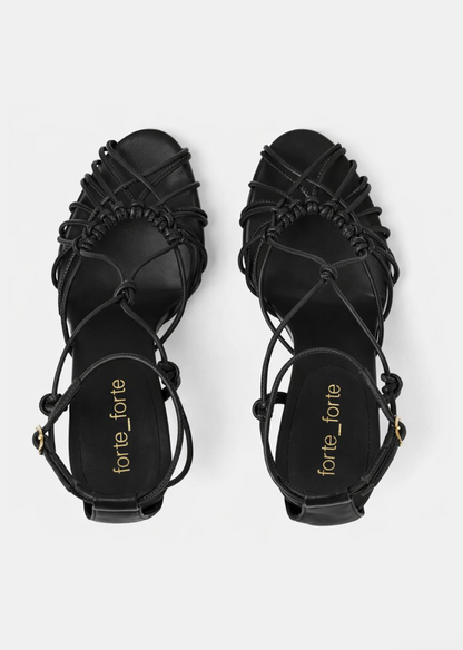 forte forte womens Heeled Sandals with Leather Tubular Laces black