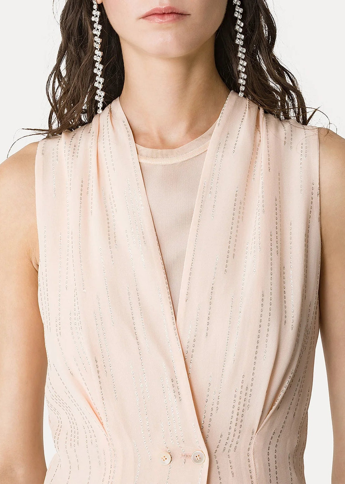 person wearing forte forte womens Les Fils d'Argent Jacquard Top 14891