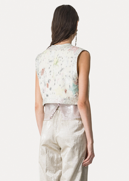 person wearing forte forte womens Les Folies Jacquard Vest 14802