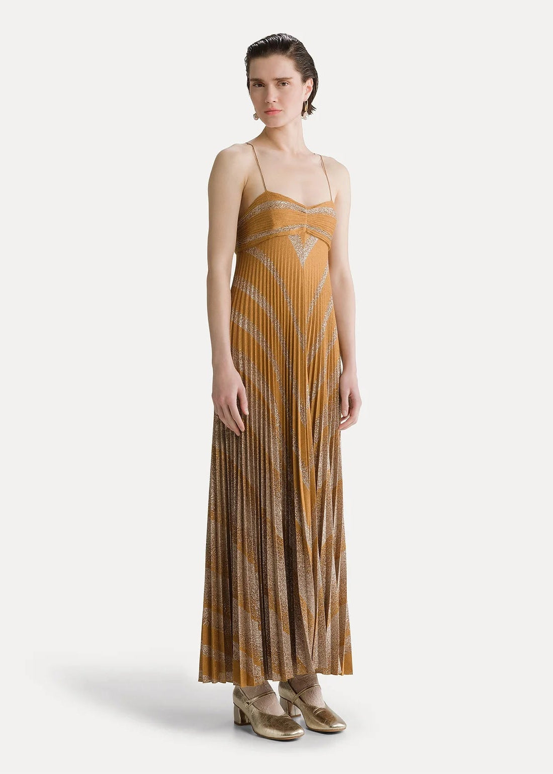person wearing forte forte womens Rising Sun Sunray Plissé Dress