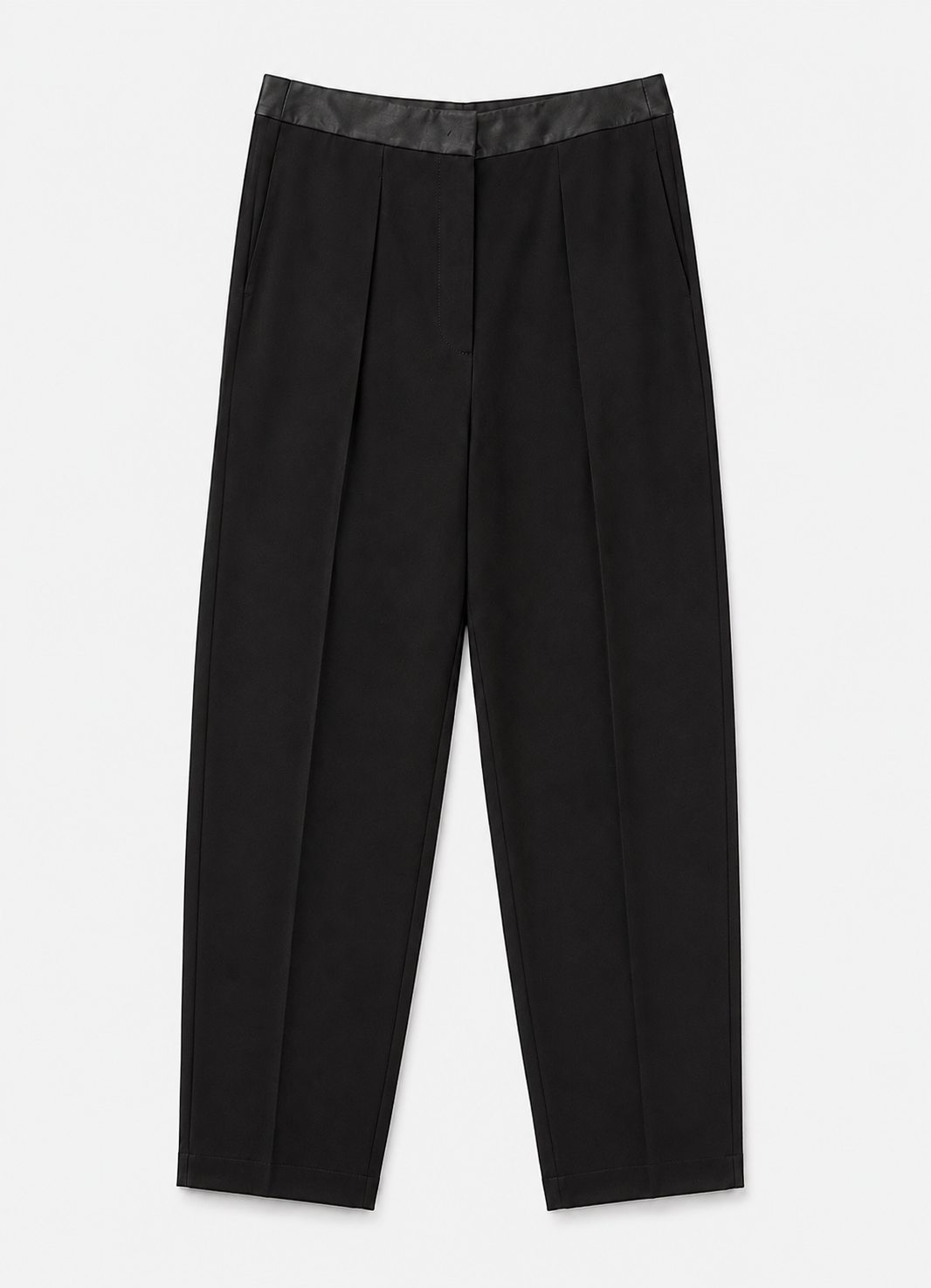 forte forte womens Stretch Cady Crepe Tuxedo Pants in Noir black