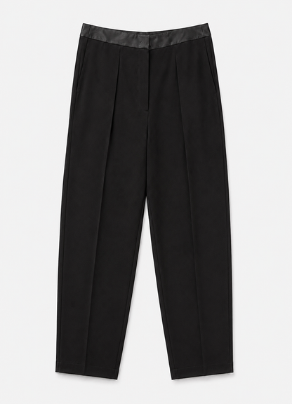 forte forte womens Stretch Cady Crepe Tuxedo Pants in Noir black