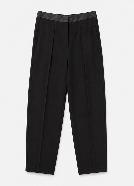 forte forte womens Stretch Cady Crepe Tuxedo Pants in Noir black