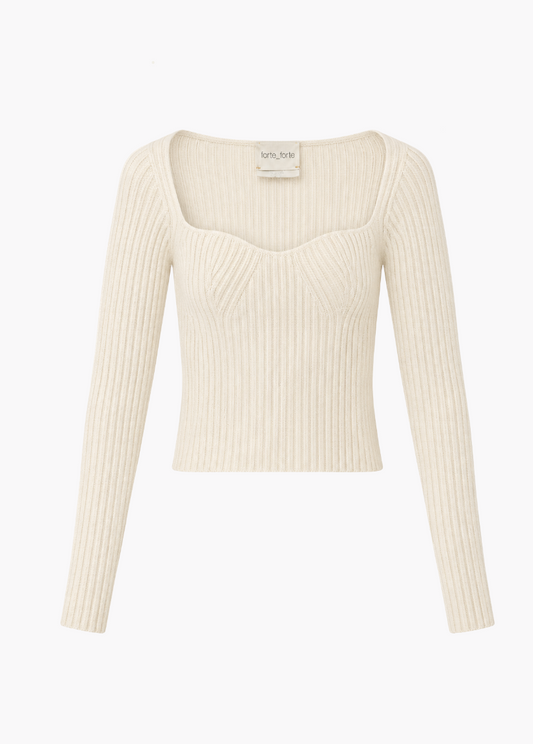 forte forte womens Stretch Ribbed Bustier Sweater