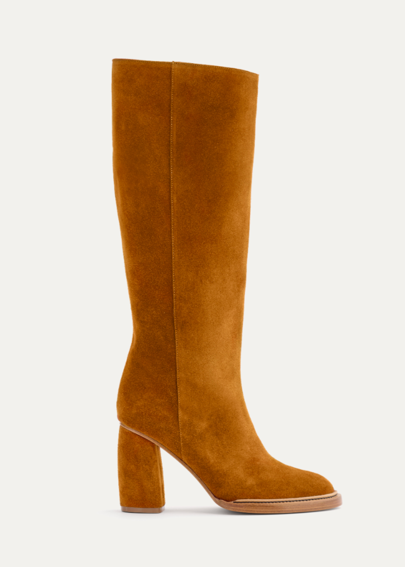 forte forte womens Suede Heeled Boots terre tan