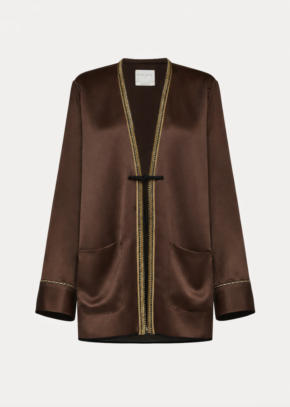 forte forte womens Tang-Style Jacket in Chocolate Envers Satin