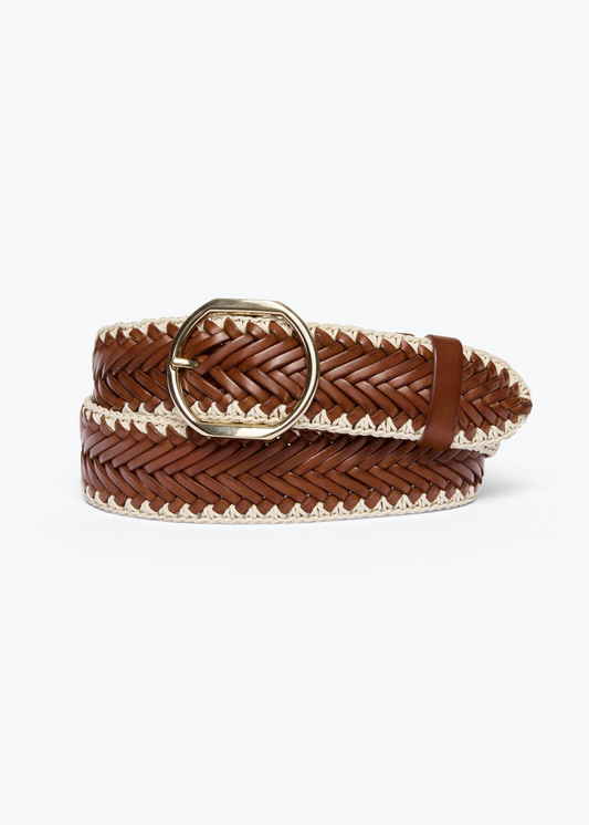 freda salvador Brandy Woven Belt in Cognac