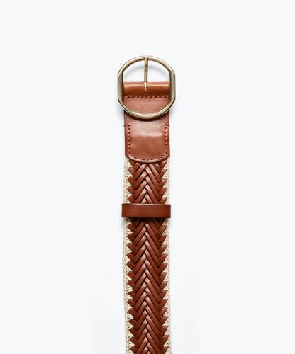freda salvador Brandy Woven Belt in Cognac