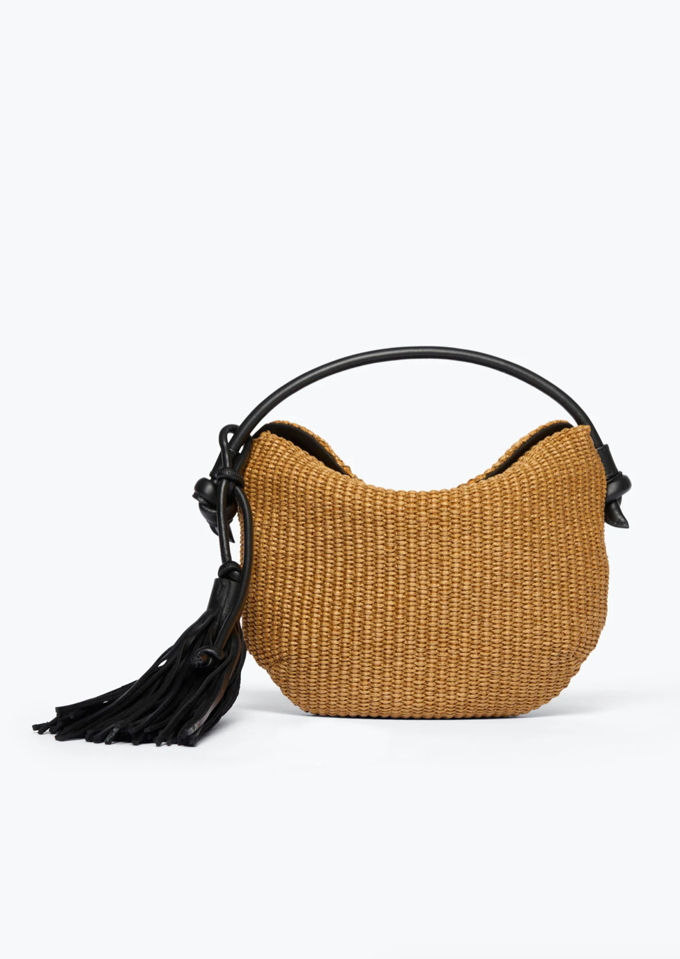 freda salvador Elis Mini Crescent Bag in Biscuit Raffia