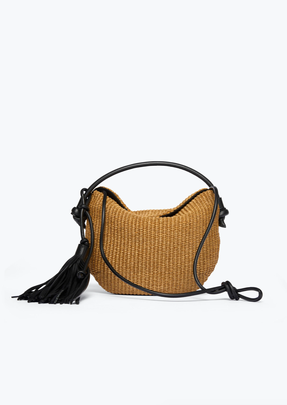 freda salvador Elis Mini Crescent Bag in Biscuit Raffia