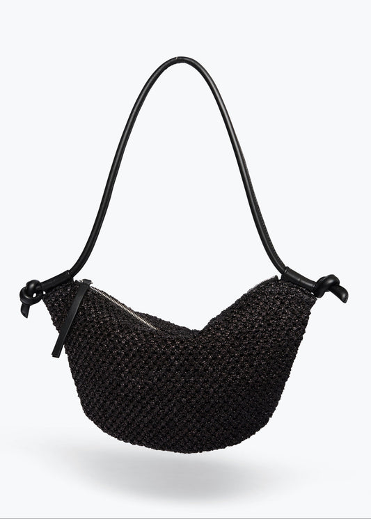 freda salvador Elodie Crescent Bag in Black Open Raffia