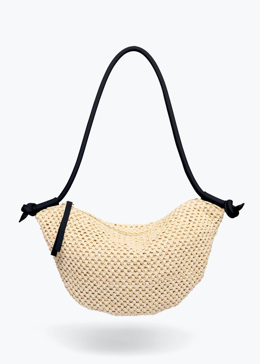 freda salvador Elodie Crescent Bag in Natural Open Raffia