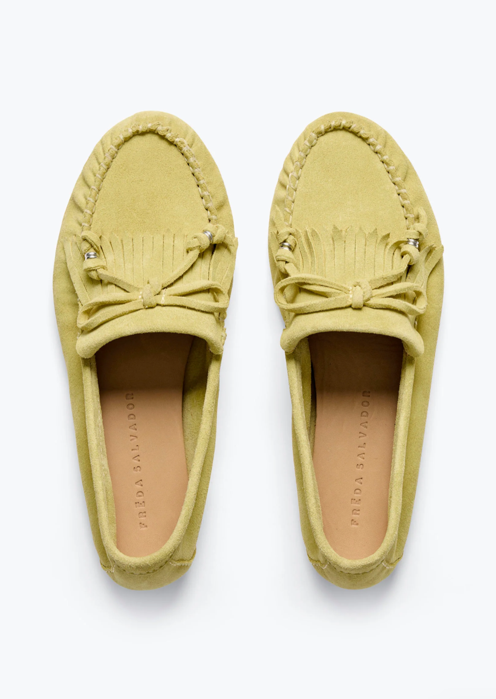 freda salvador womens Celeste Fringe Loafer in Citrus Suede