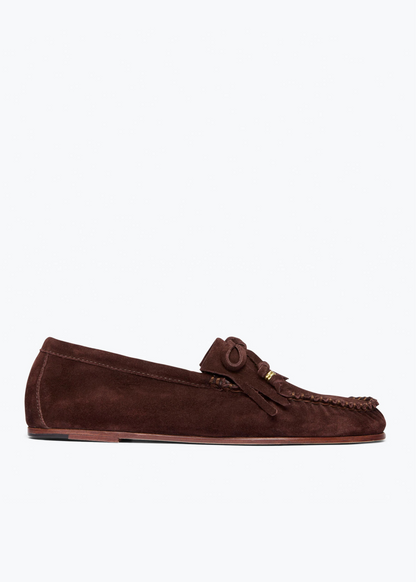 freda salvador womens Celeste Fringe Loafer in Coffee Suede
