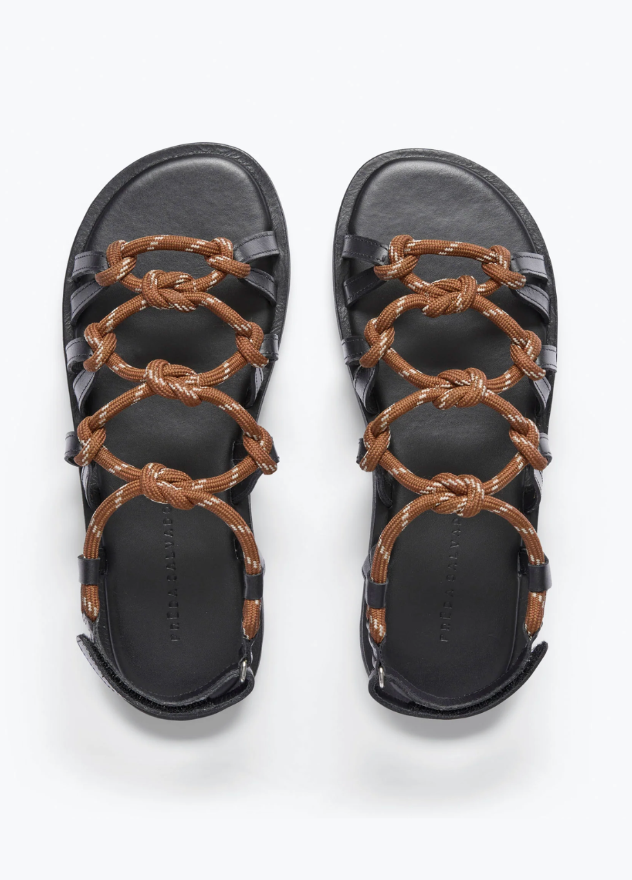 freda salvador womens Fae Rope Sandal in Chocolate