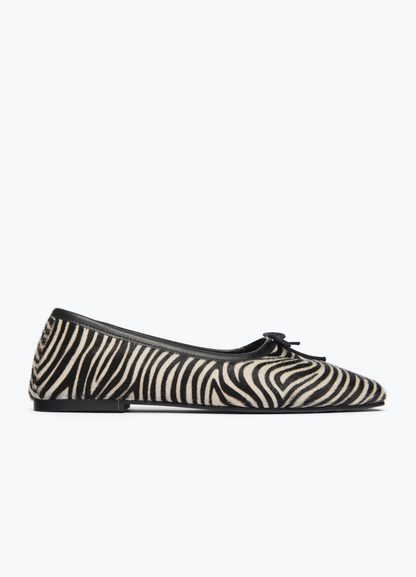 freda salvador womens Jada Square Toe Ballet Flat in Zebra pony hair