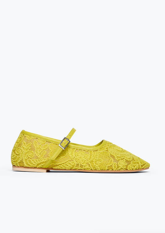 freda salvador womens Laurel Mary Jane in Lime Jacquard Mesh