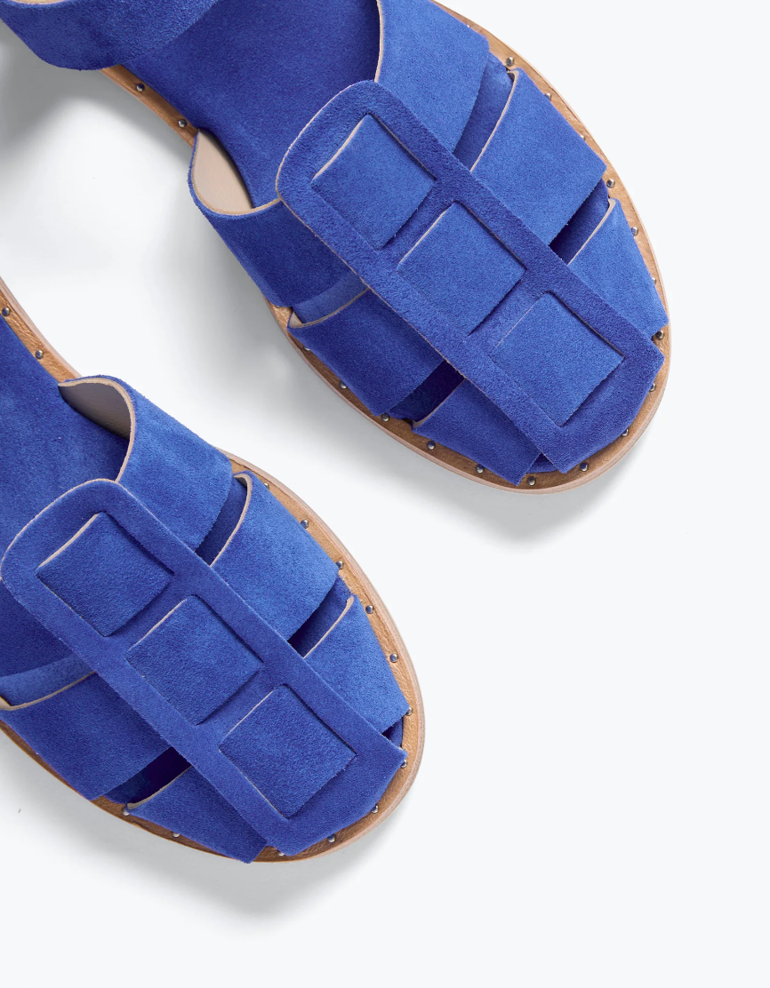 freda salvador womens Sera Fisherman Sandals in Cobalt Suede