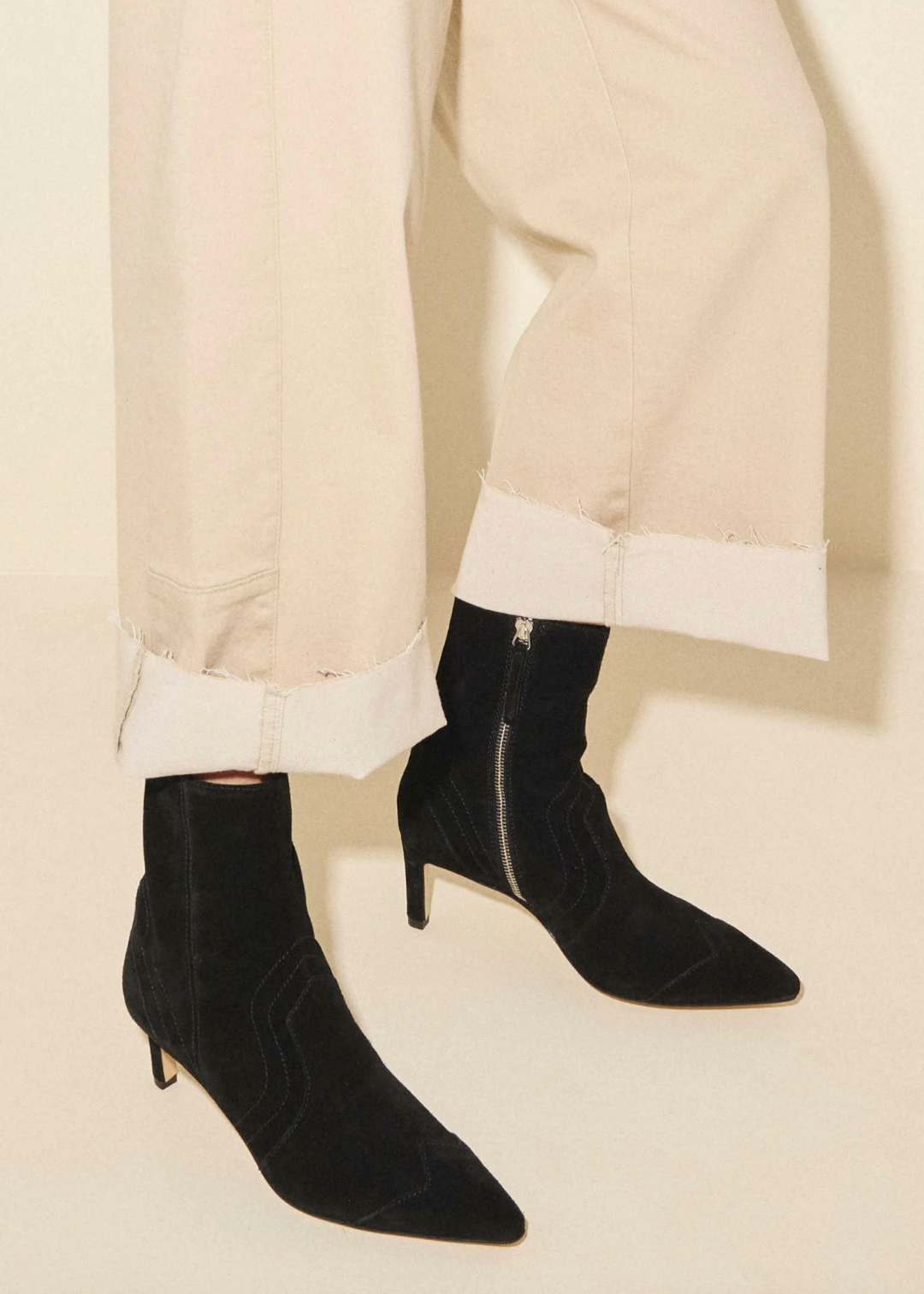 person wearing freda salvador womens Shaina Boot black suede