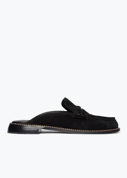 freda salvador womens Temi Suede Loafer Mule in Black