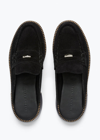 freda salvador womens Temi Suede Loafer Mule in Black
