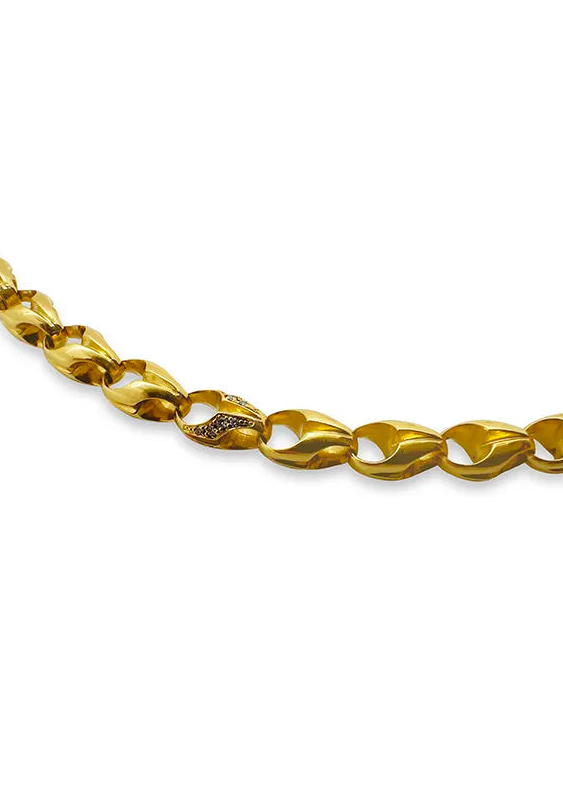 howl fine jewelry 18k yellow gold diamonds Lotus Mini Link Necklace