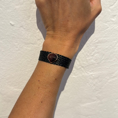 Large Leather Braided Bracelet with Tiger Eye