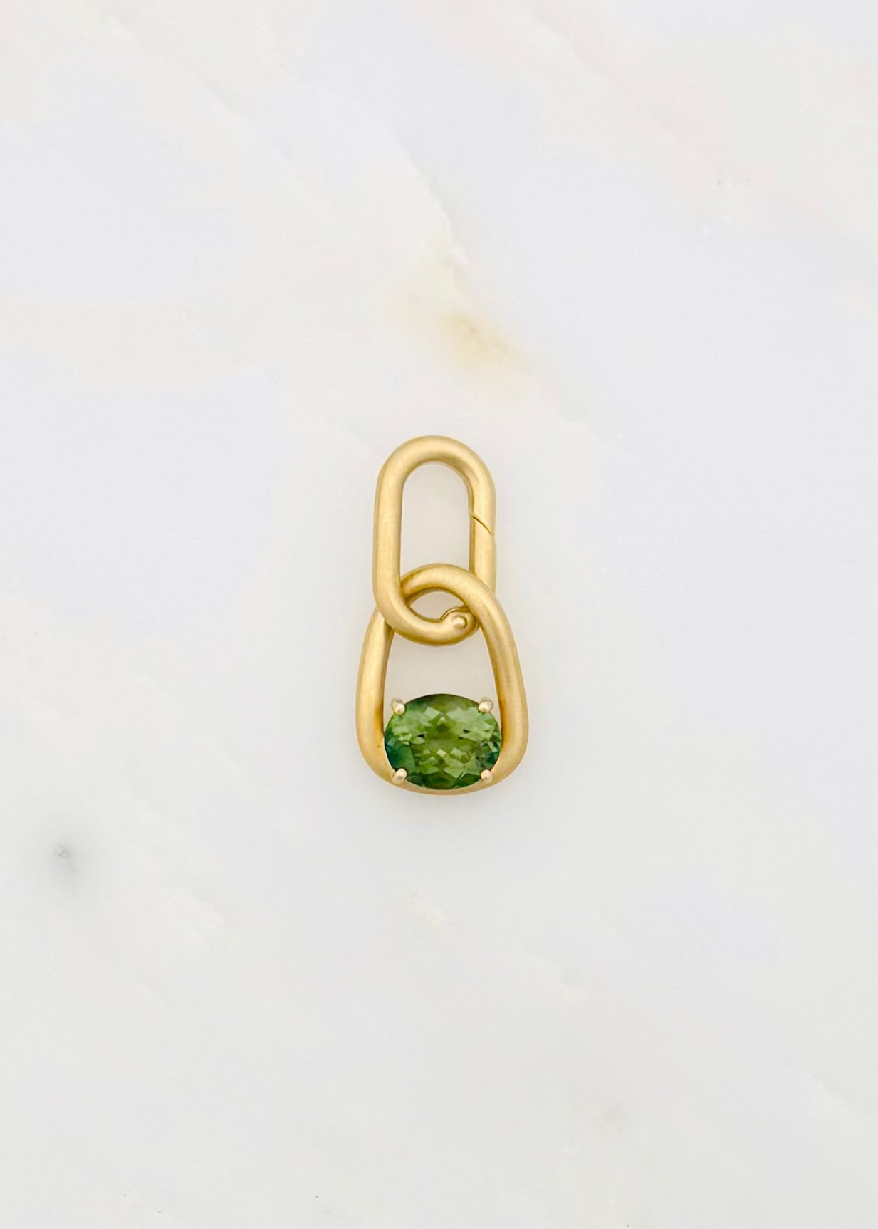 jade ruzzo fine jewelry 18k yellow gold Form Pendant with Green Tourmaline