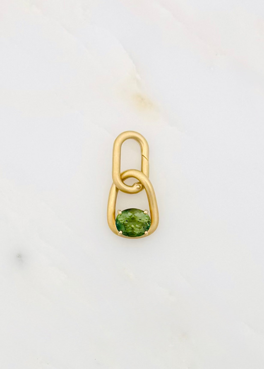 jade ruzzo fine jewelry 18k yellow gold Form Pendant with Green Tourmaline