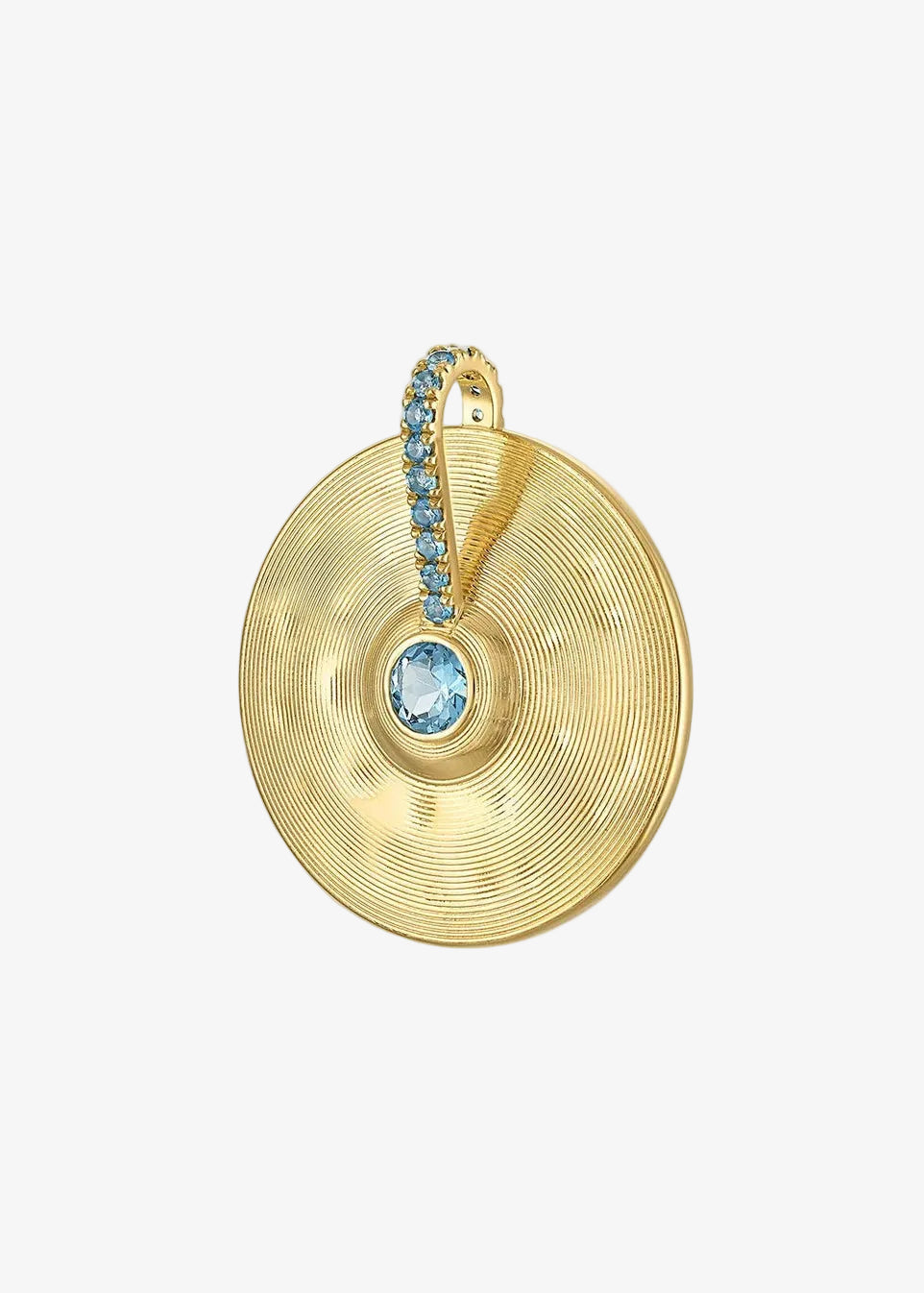 jade ruzzo fine jewelry 18k yellow gold Medium Cymbal Pendant with Aquamarine