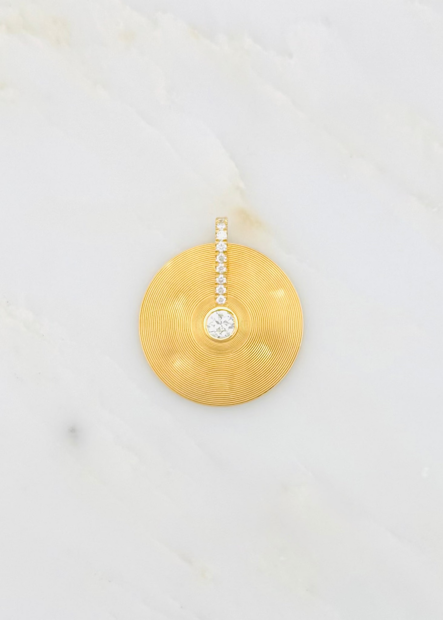 jade ruzzo fine jewelry 18k yellow gold Medium Cymbal Pendant with Diamonds