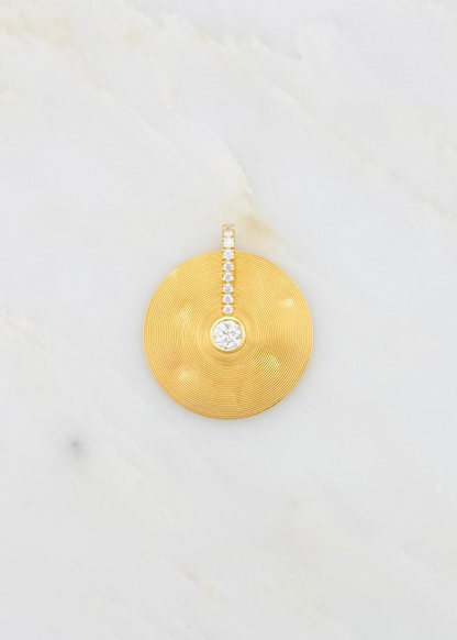 jade ruzzo fine jewelry 18k yellow gold Medium Cymbal Pendant with Diamonds