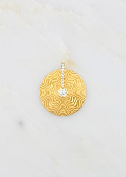 jade ruzzo fine jewelry 18k yellow gold Medium Cymbal Pendant with Diamonds