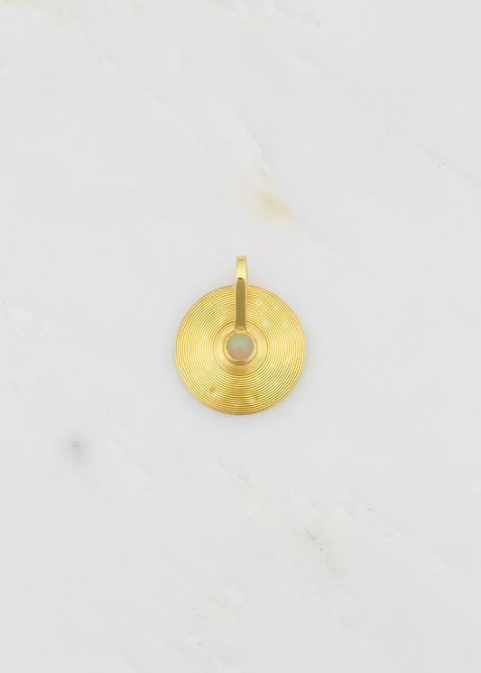 jade ruzzo fine jewelry 18k yellow gold Small Cymbal Pendant with Opal