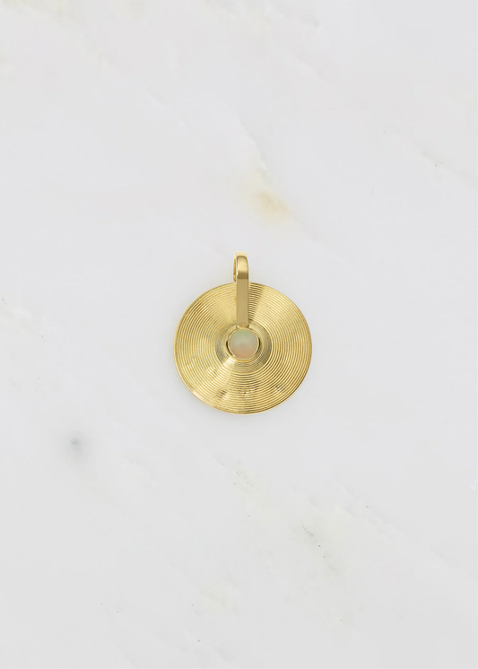 jade ruzzo fine jewelry 18k yellow gold Small Cymbal Pendant with Opal