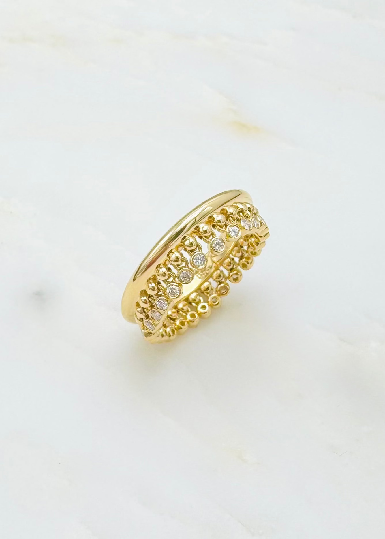 jade ruzzo fine jewelry 18k yellow gold diamond Tennessee Ring XS