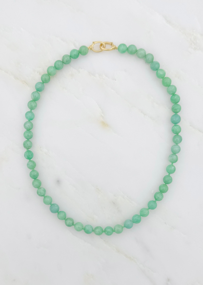 jade ruzzo fine jewelry 18k yellow gold green Jade Beaded Necklace with Gilda Clasps