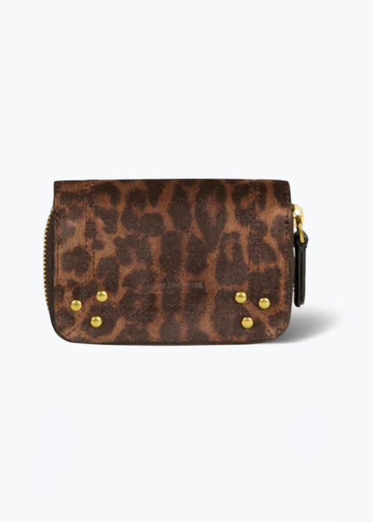 jerome dreyfuss Henri Mini Wallet in Leopard Suede