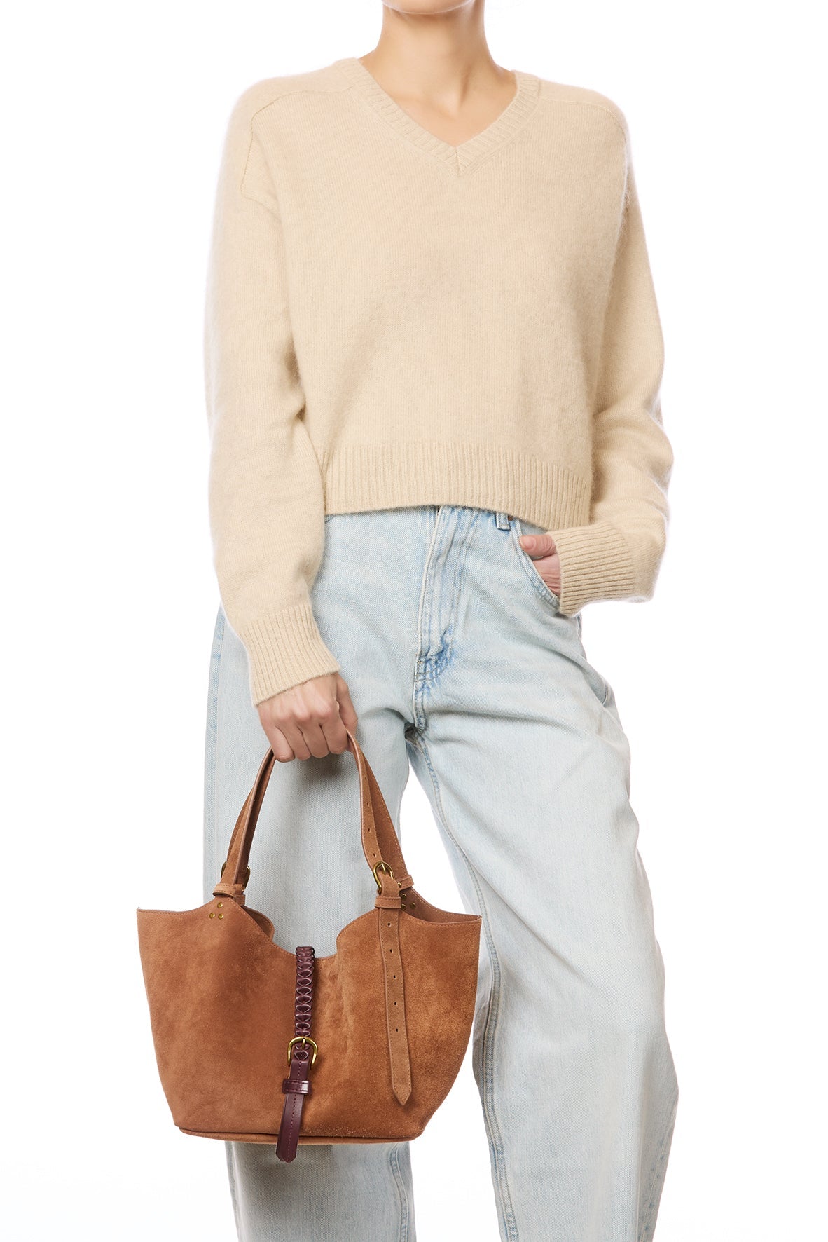 jerome dreyfuss Joseph S Shoulder Bag in Caramel Suede