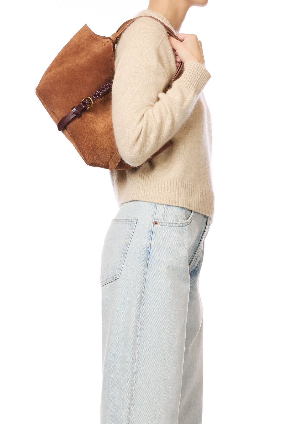 jerome dreyfuss Joseph S Shoulder Bag in Caramel Suede