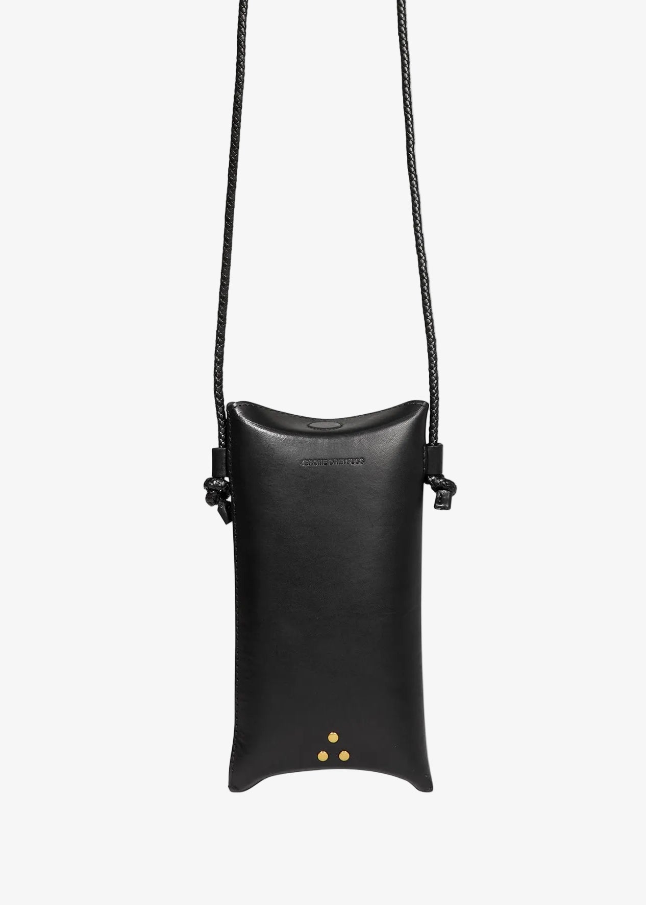 jerome dreyfuss Louis Mobile Crossbody in Black leather brass